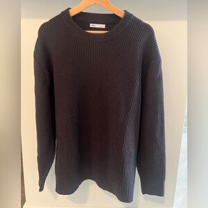 Zara Ribbed Crewneck Sweater in Classic Black